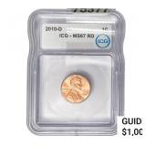 2010-D Lincoln Shield Cent ICG MS67 RD