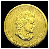 2009 1/10oz Gold Canadian Maple Leaf $5  SUPERB G