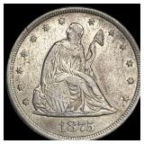 1875-CC Silver Twenty Cents ABOUT UNCIRCULATED