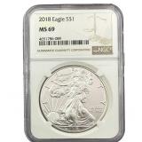 2018 Silver Eagle NGC MS69