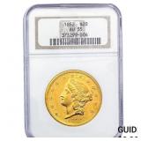 1852 $20 Gold Double Eagle NGC AU55