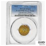 1864 Patriotic Token Brass Holed F-133/458b PCGS M