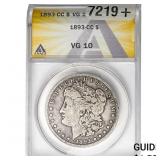 1893-CC Morgan Silver Dollar ANACS VG10