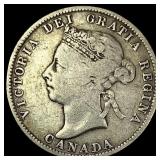 1888 Silver 25 Cents Canada Victoria    CLOSELY U