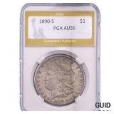 1890-S Morgan Silver Dollar PGA AU55