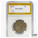1816 Coronet Head Large Cent PGA MS61