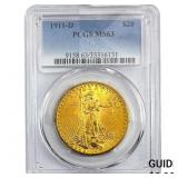 1911-D $20 Gold Double Eagle PCGS MS63