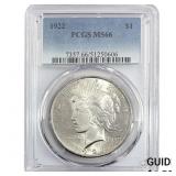 1922 Silver Peace Dollar PCGS MS66