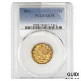 1861 $5 Gold Half Eagle PCGS AU58