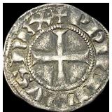 1297-1301 AD Frankish Greece Silver Denier NEARLY