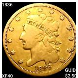 1836 $5 Gold Half Eagle NEARLY UNCIRCULATED