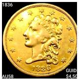 1836 $2.50 Gold Quarter Eagle CHOICE AU