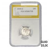1939-D Mercury Silver Dime PGA MS68 FSB