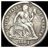 1864-S Silver Seated Liberty Dime HIGH GRADE
