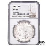 1890 Morgan Silver Dollar NGC MS63