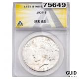 1925 Silver Peace Dollar ANACS MS65