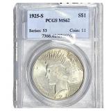 1925-S Silver Peace Dollar PCGS MS62