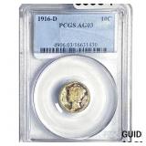 1916-D Mercury Silver Dime PCGS AG03