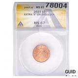 2023  ANACS MS67 1C Extra "V" on Shoulder RED