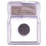 1726-1793 VOC N.E. Indies Bronze Duit ICG Genuine