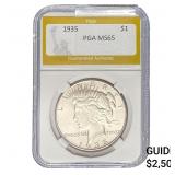 1935 Silver Peace Dollar PGA MS65