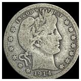 1914 Barber Silver Quarter LIGHTLY CIRCULATED