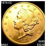 1874-CC $20 Gold Double Eagle UNCIRCULATED