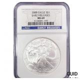 2008 Silver Eagle NGC MS69