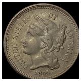 1866 Nickel Three-Cent Piece NICELY CIRCULATED