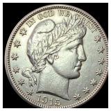 1915-S Silver Barber Half Dollar CLOSELY UNCIRCUL