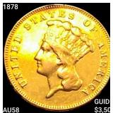 1878 $3 Gold Piece CHOICE AU