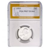 1953 Washington Silver Quarter PGA PR67 DCAM