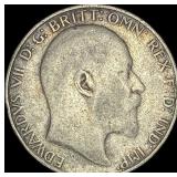 1907 Great Britain Silver Florin NEARLY UNCIRCULAT