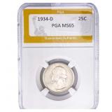 1934-D Washington Silver Quarter PGA MS65