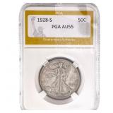 1928-S Walking Liberty Half Dollar PGA AU55