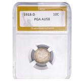 1918-D Mercury Silver Dime PGA AU58