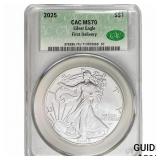 2025 Silver Eagle CAC MS70 First Delivery
