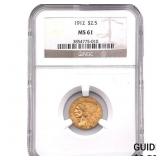 1912 $2.50 Gold Quarter Eagle NGC MS61