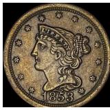 1853 Braided Hair Half Cent CLOSELY UNCIRCULATED