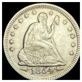 1854 Arrows Seated Liberty Quarter CLOSELY  UNCIR