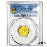 1843-O $2.50 Gold Quarter Eagle PCGS AU58 Small Da