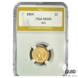 1864 Indian Head Cent PGA MS66 Red