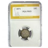 1871 Seated Liberty Dime PGA PR65