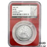 1858 Seated Liberty Half Dollar NGC AU58 Vaultbox