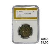 1832 Coronet Head Large Cent PGA AU58