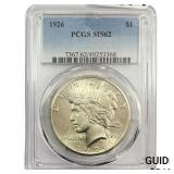 1926 Silver Peace Dollar PCGS MS62