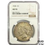 1928 Silver Peace Dollar NGC AU55