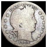 1909-O Silver Barber Quarter NICELY CIRCULATED
