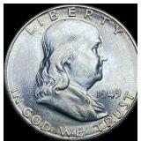 1949-S FBL Silver Half Dollar Franklin CHOICE BU