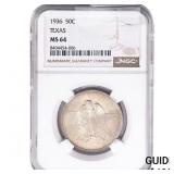 1936 Texas Half Dollar NGC MS64